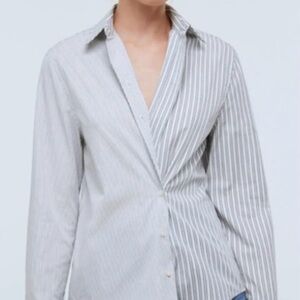 Madewell with a Twist Black and White Striped Button-Up Shirt